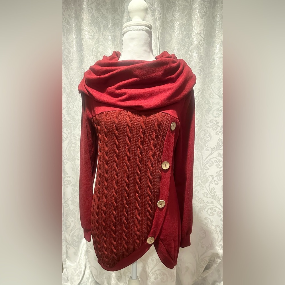 Long Cowl-neck Tunic Sweater
